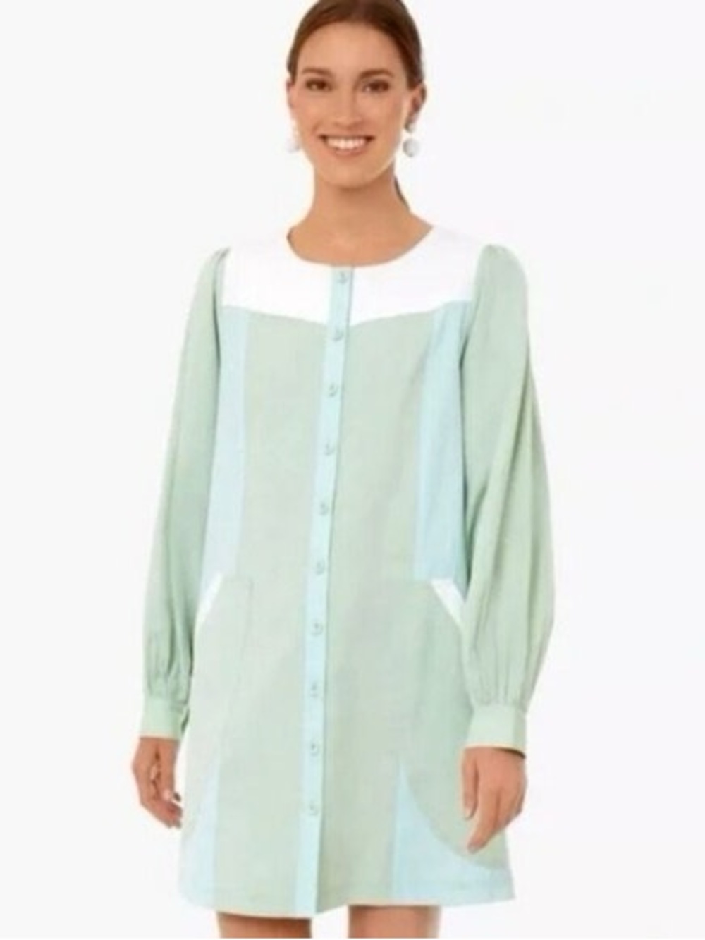 Pomander Place Mint and White Colorblock Mini Dress (NWOT)